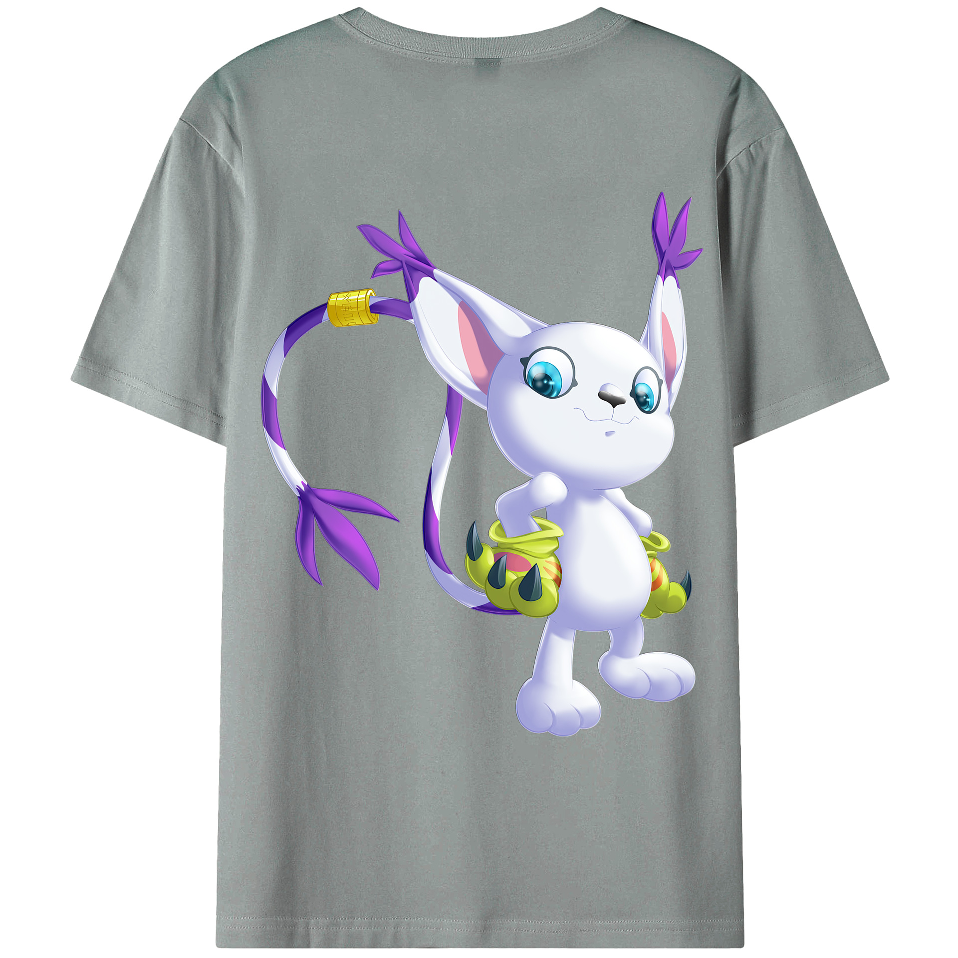 （画像用） Digimon デジタルモンスター/デジモン 綿100％ メンズ半袖Tシャツ（バックプリント） 通気性